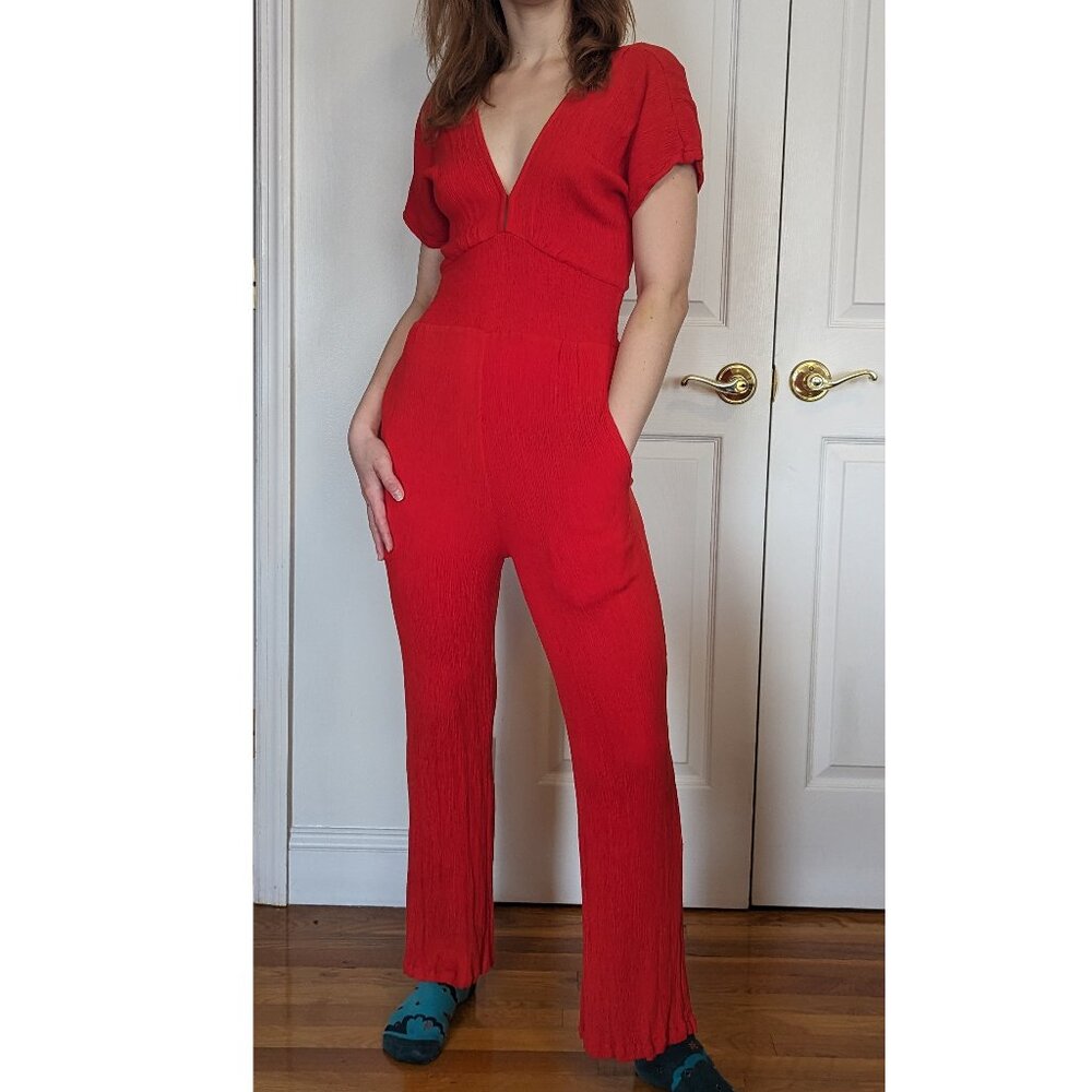 Cleobella Red V-neck Jumpsuit